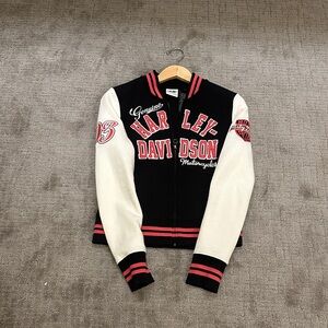 Harley-Davidson Black and Cream Jacket with Red Accents
